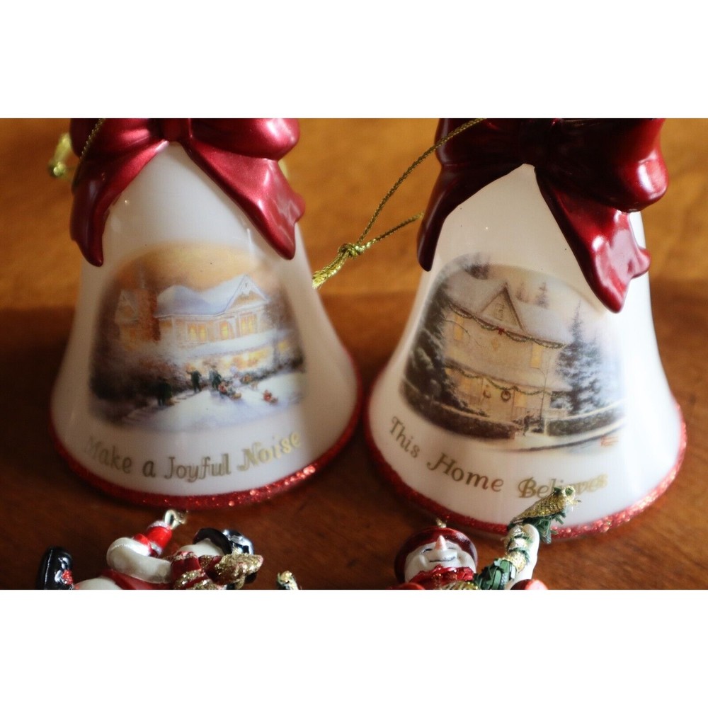 Thomas Kinkade Ringing in Holiday Christmas Bell Ornaments With Snowmen LOT#3 - Picture 11 of 13